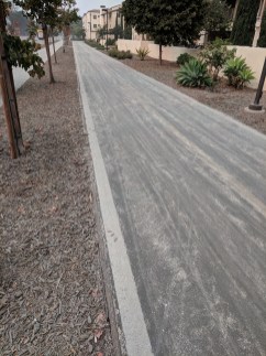 Bikepath that is covered in ash.